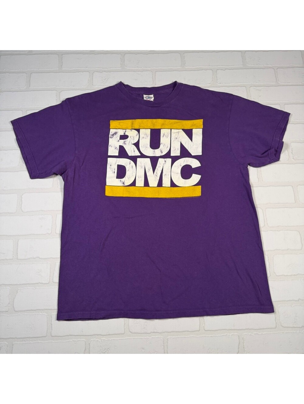 Y2K Run DMC Hip Hop Logo Rap Graphic Tee T-Shirt Size XL Purple